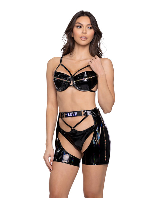 2PC Pride Light-Up Vinyl Bra Set